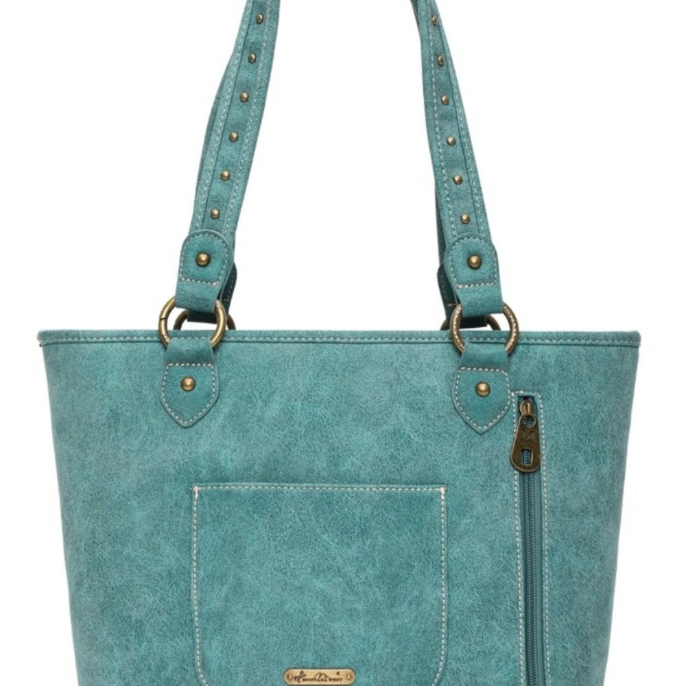Montana West Teal Studded concealed to carry tote - Picture 3 of 6